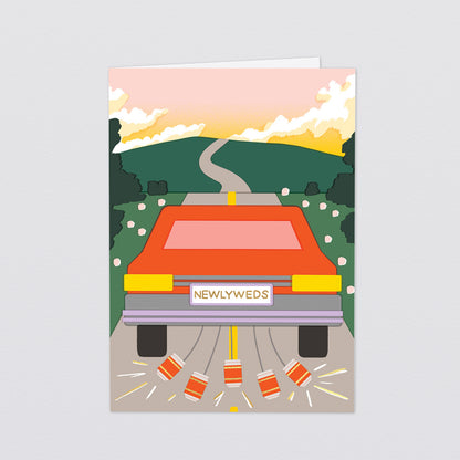 'Newlyweds Car' Greetings Card by Wrap