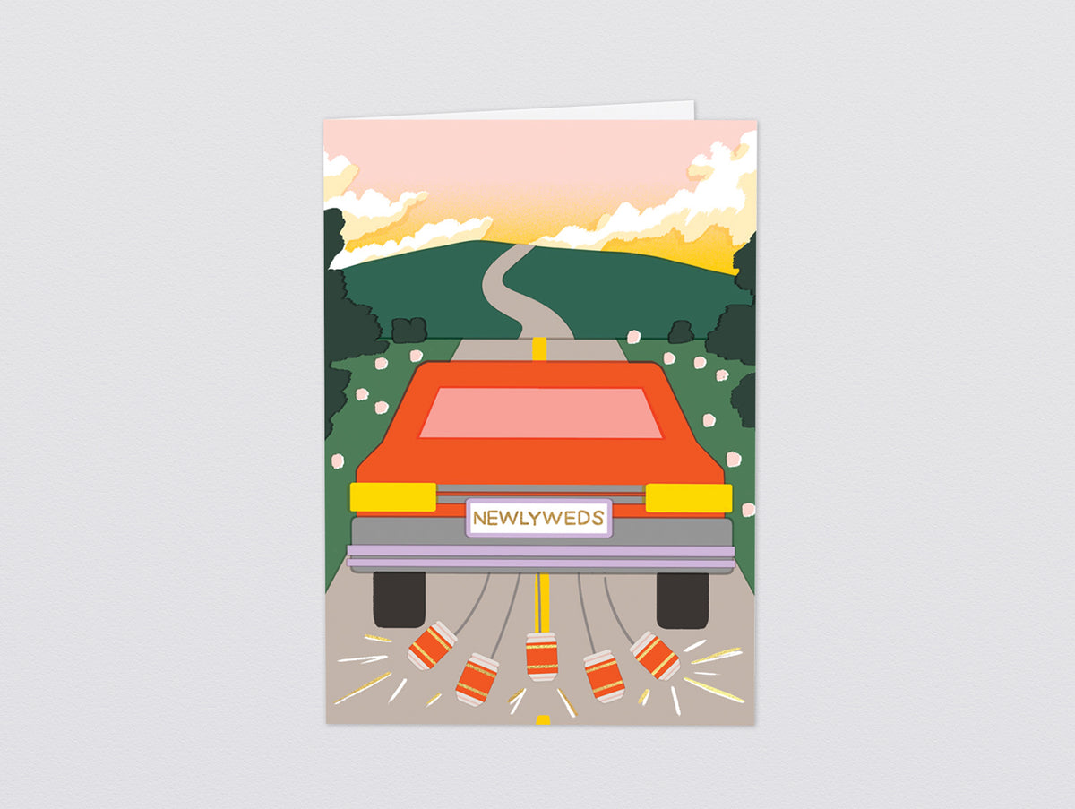 'Newlyweds Car' Greetings Card by Wrap