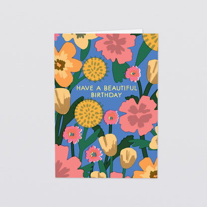 'Celebration Flowers' Foiled Greetings Card by Wrap