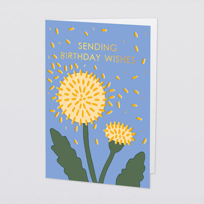 'Birthday Wishes Dandelion' Foiled Greetings Card by Wrap

