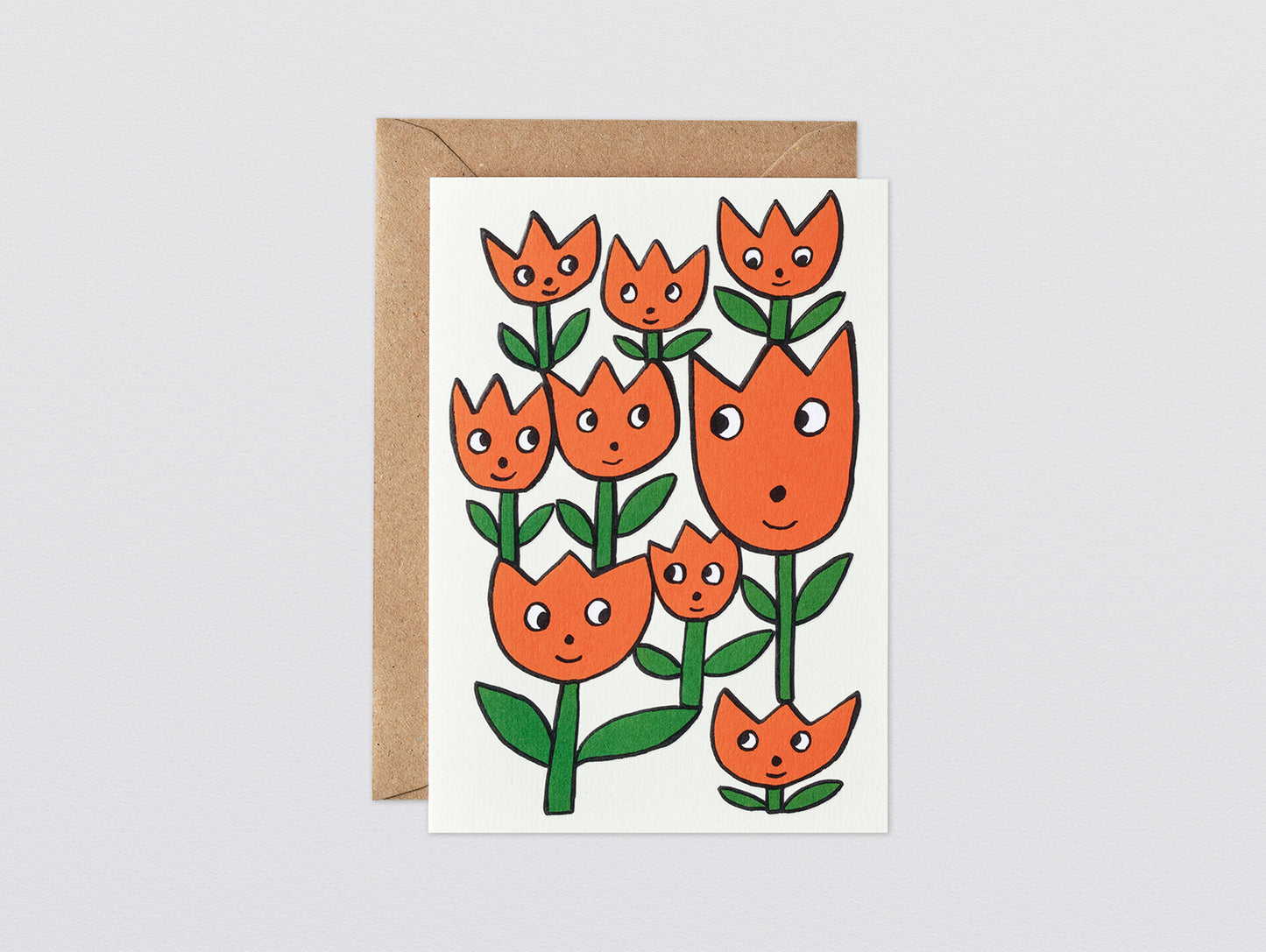 'Smiling Flowers' Embossed Greetings Card by Wrap
