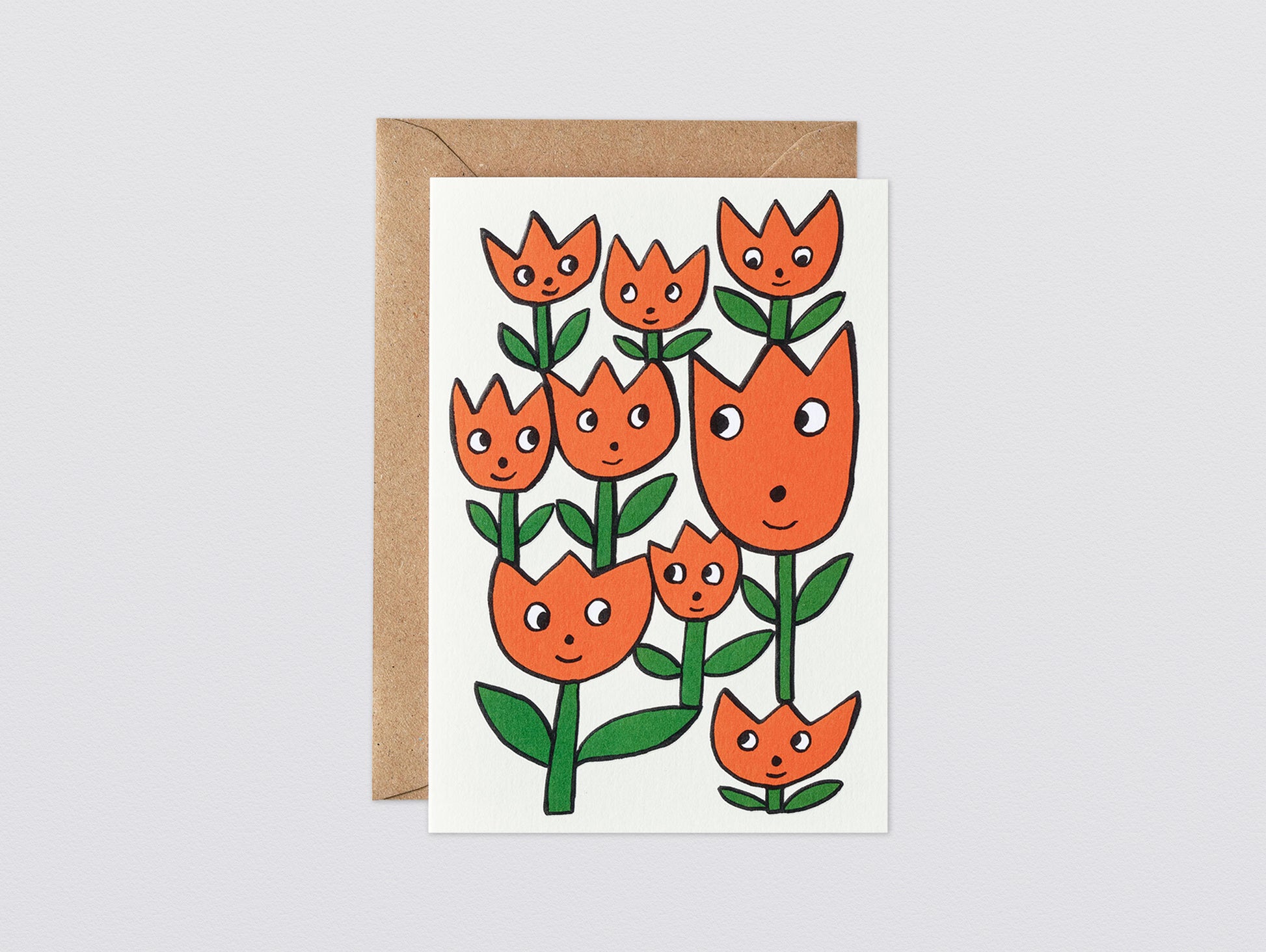 'Smiling Flowers' Embossed Greetings Card by Wrap