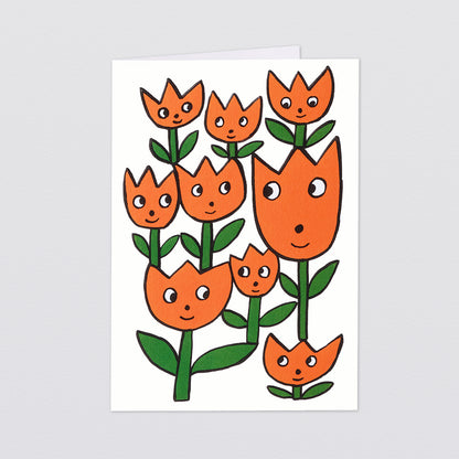 'Smiling Flowers' Embossed Greetings Card by Wrap