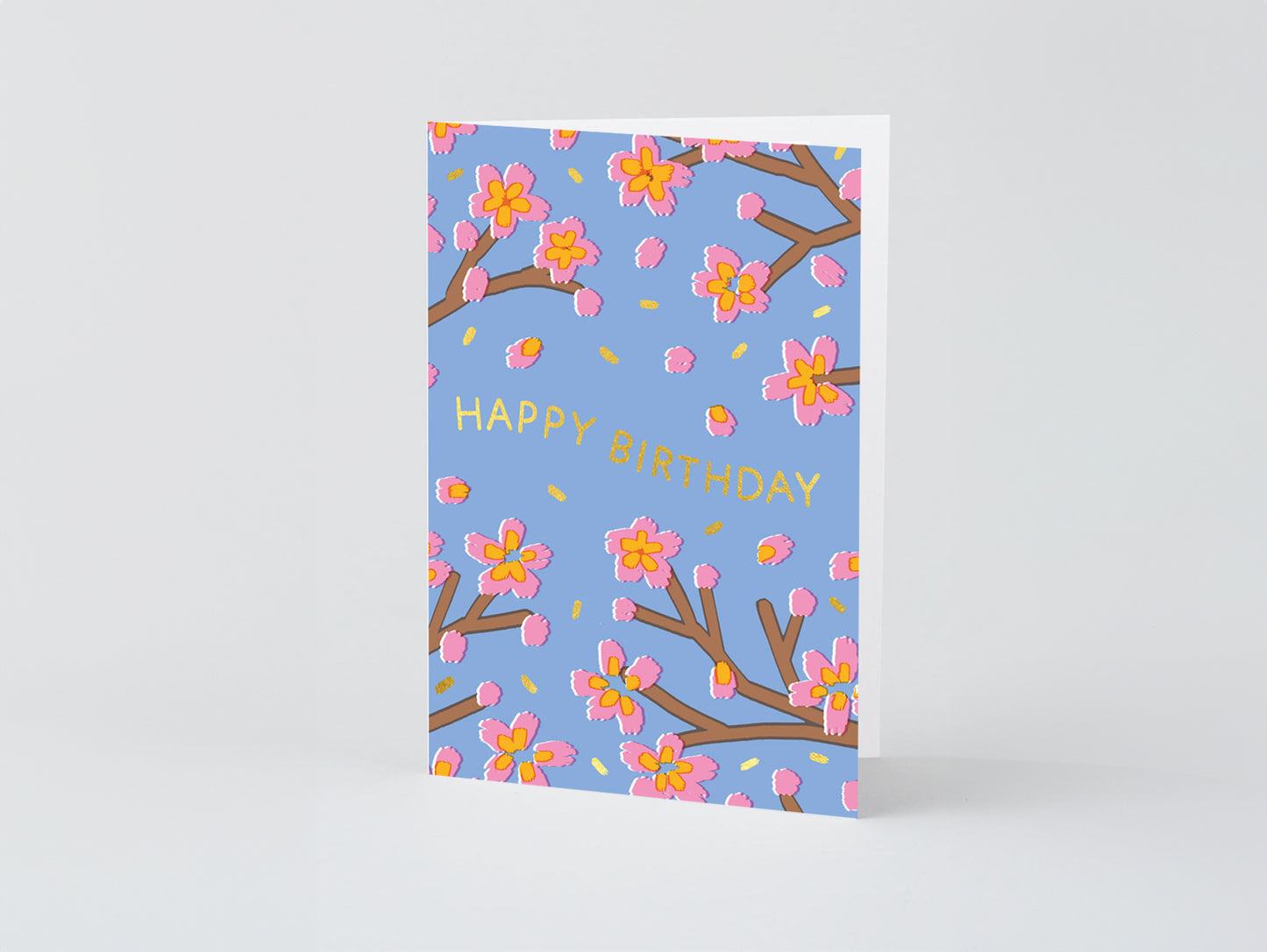 'Happy Birthday Blossoms' Foiled Greetings Card by Wrap