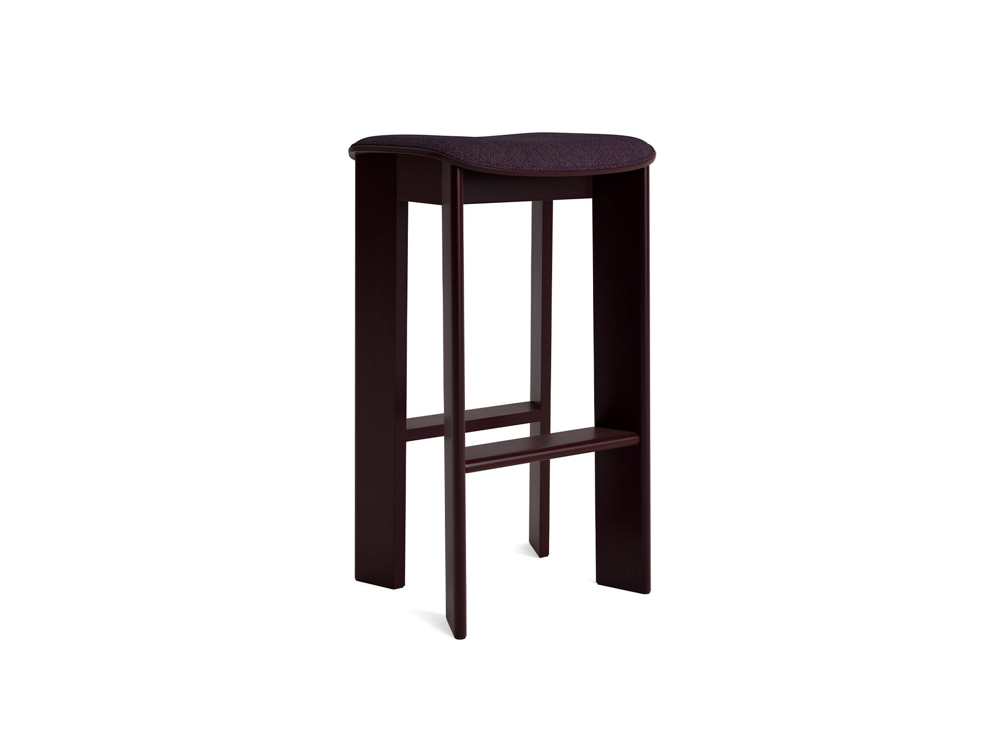 Chisel 30 Bar Stool Seat Upholstery by HAY - High / Dark Bordeaux Lacquered Beech / Turf Burgundy