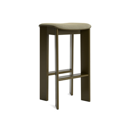 Chisel 30 Bar Stool Seat Upholstery by HAY - High / Green Umber Lacquered Beech / Linara 313