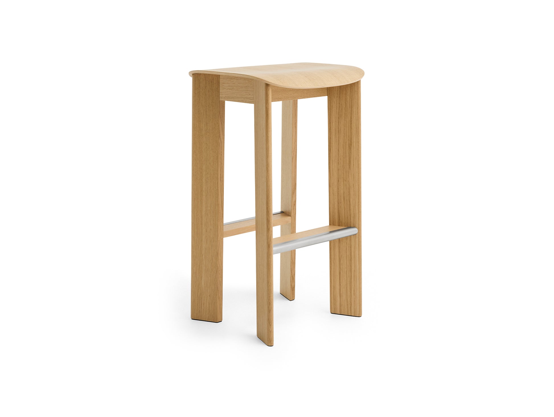 Chisel 30 Bar Stool High by HAY - Lacquered Oak, With footrest protector