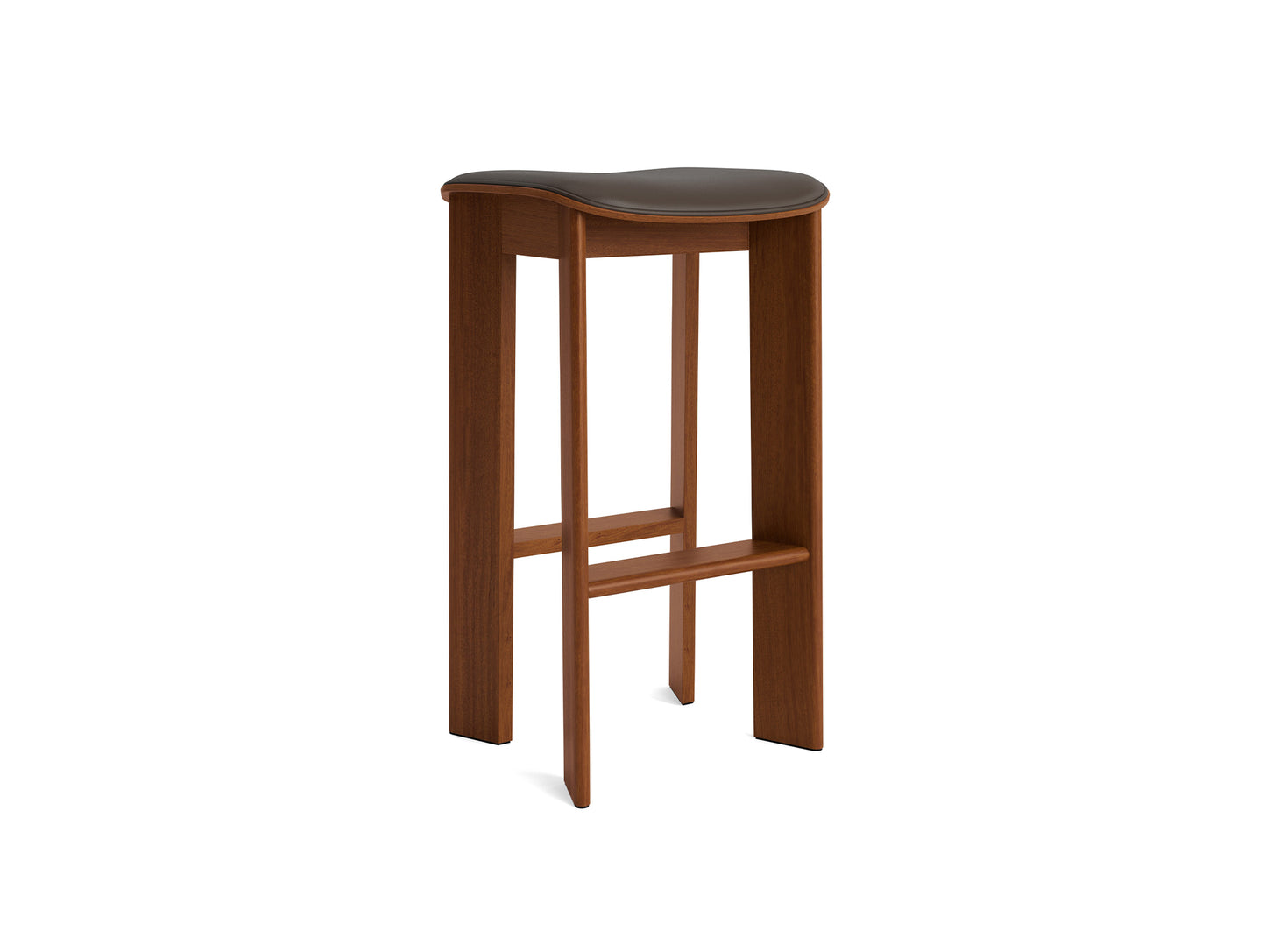 Chisel 30 Bar Stool Seat Upholstery by HAY - High / Lacquered Walnut / Chocolate Grano Leather