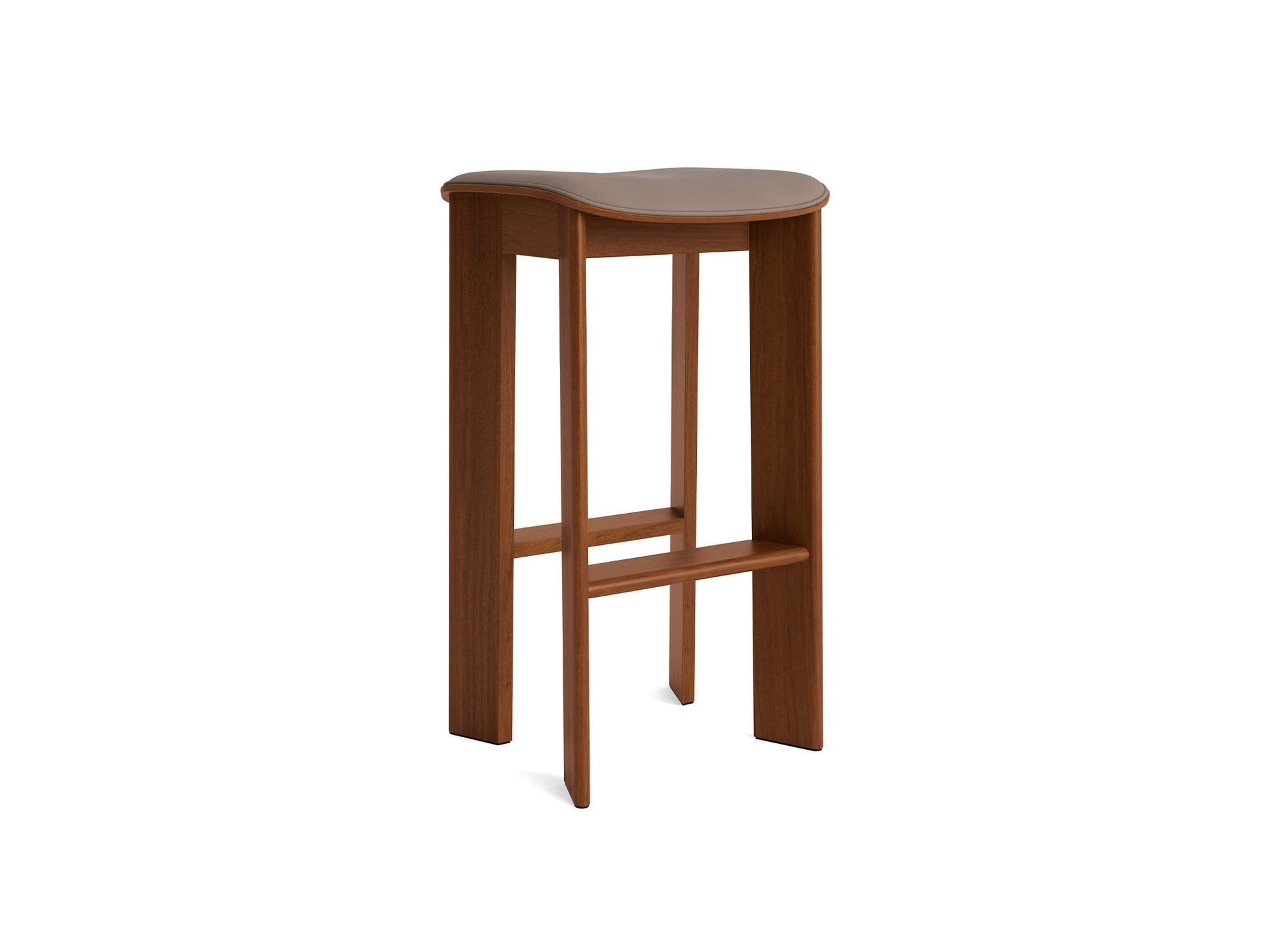 Chisel 30 Bar Stool Seat Upholstery by HAY - High / Lacquered Walnut / Nougat Sense Leather