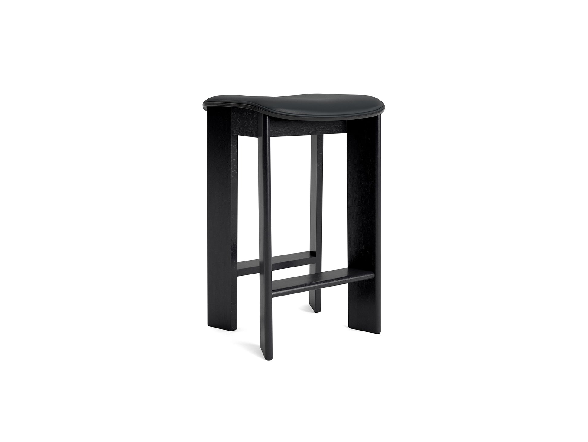 Chisel 30 Bar Stool Seat Upholstery by HAY - Low / Black Lacquered Oak / Grano Black Leather