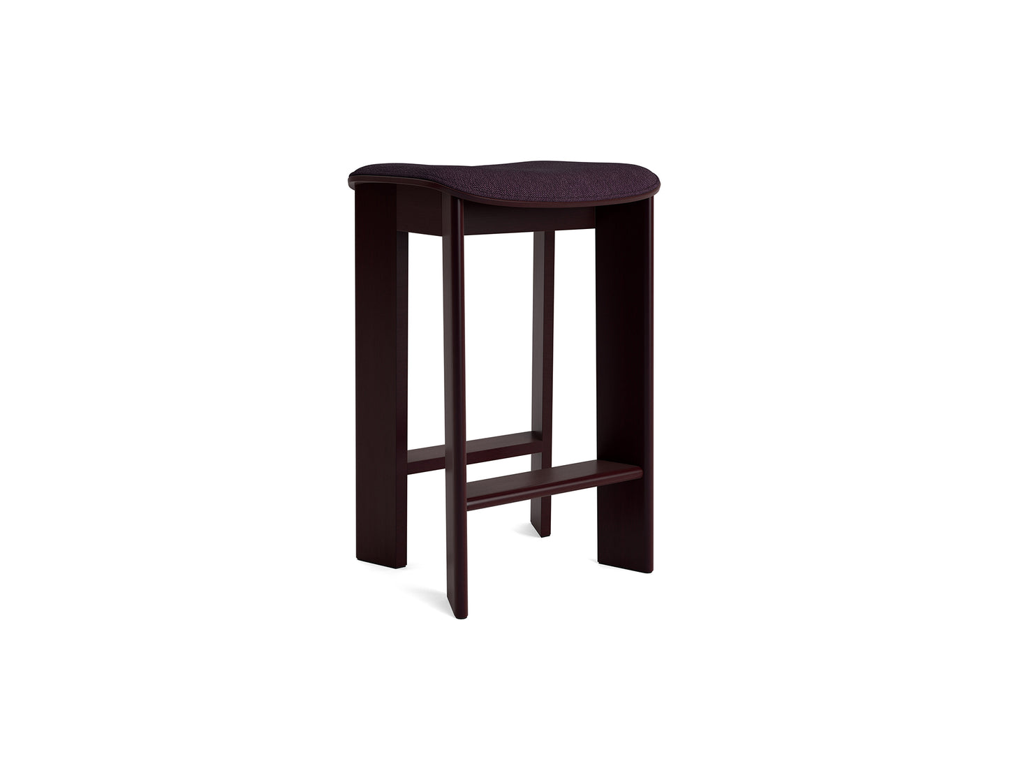 Chisel 30 Bar Stool Seat Upholstery by HAY - Low / Dark Bordeaux Lacquered Beech / Turf Burgundy