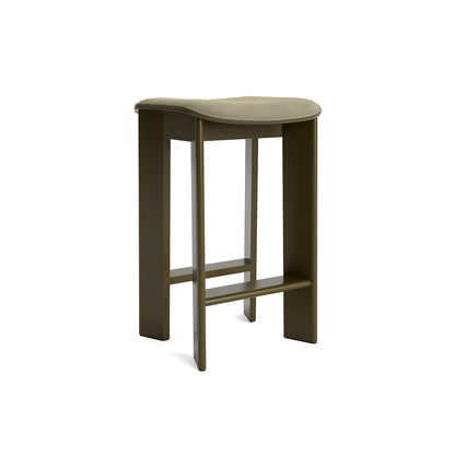 Chisel 30 Bar Stool Seat Upholstery by HAY - Low / Green Umber Lacquered Beech / Linara 313