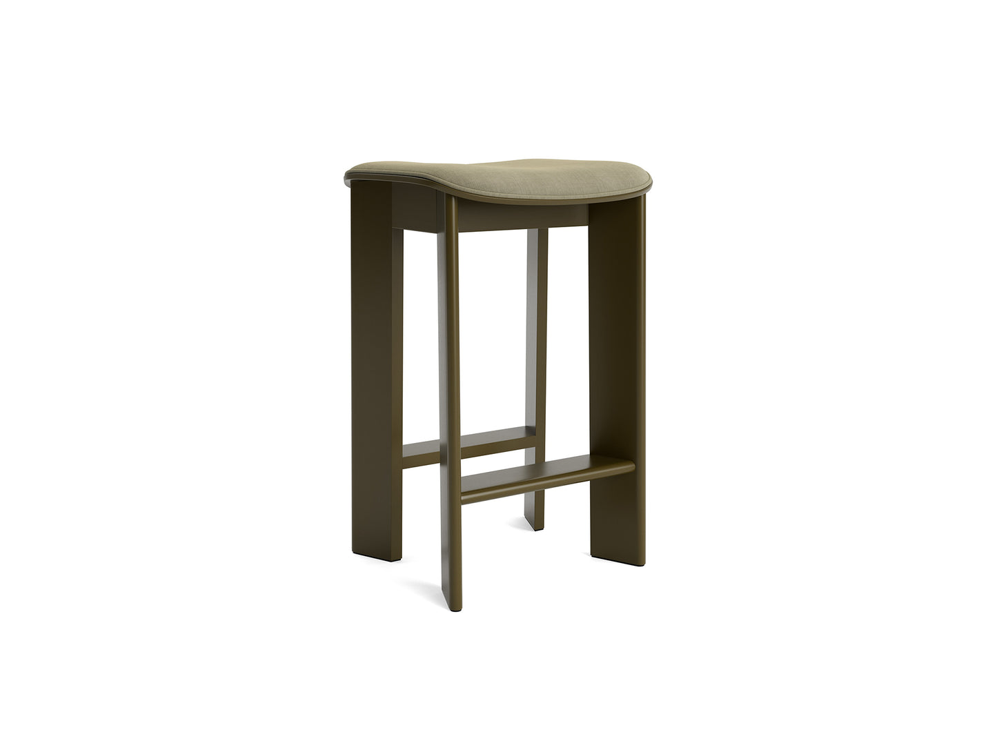 Chisel 30 Bar Stool Seat Upholstery by HAY - Low / Green Umber Lacquered Beech / Linara 313