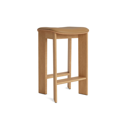 Chisel 30 Bar Stool Seat Upholstery by HAY - Low / Oiled Oak / Cognac Grano Leather