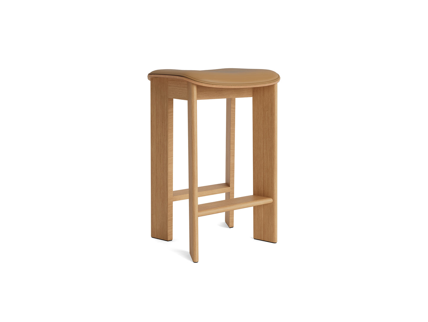 Chisel 30 Bar Stool Seat Upholstery by HAY - Low / Oiled Oak / Cognac Grano Leather