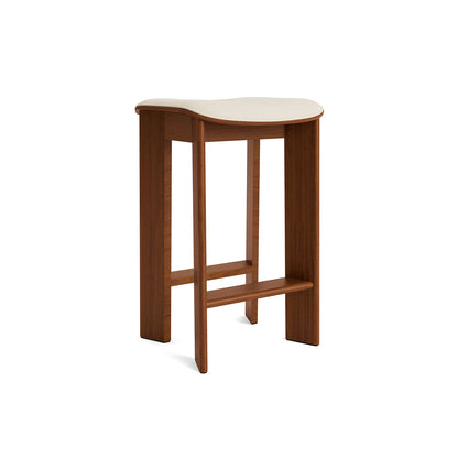 Chisel 30 Bar Stool Seat Upholstery by HAY - Low / Lacquered Walnut / Turf Cream