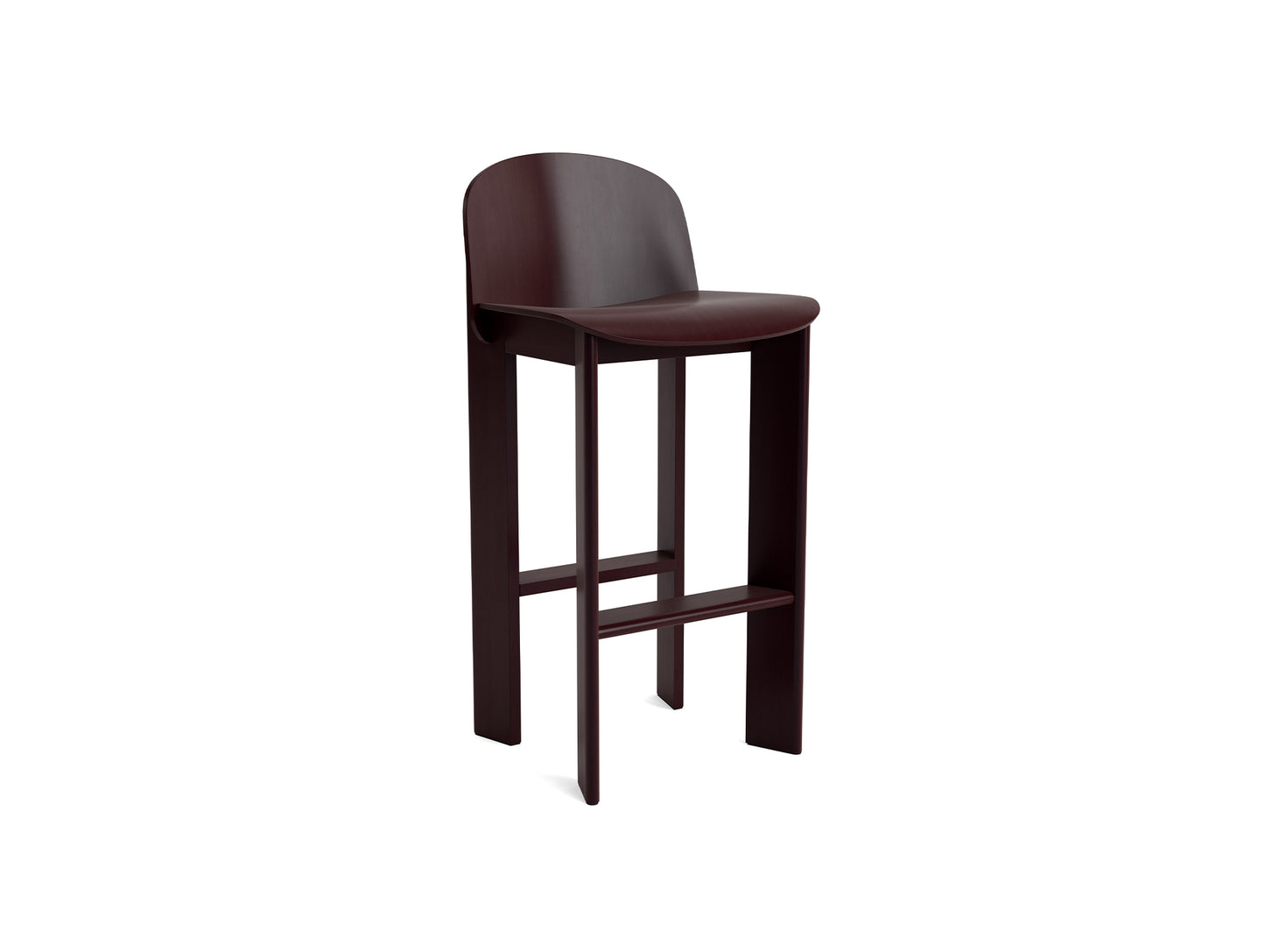 Chisel 35 Bar Stool by HAY - High / Dark Bordeaux Lacquered Beech
