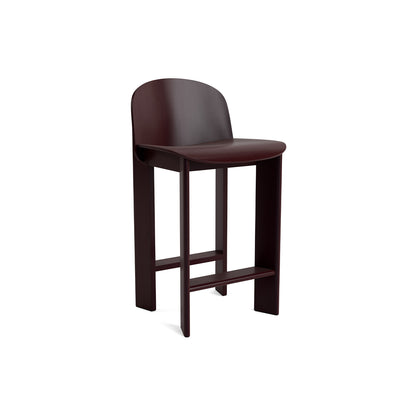 Chisel 35 Bar Stool by HAY - Low / Dark Bordeaux Lacquered Beech