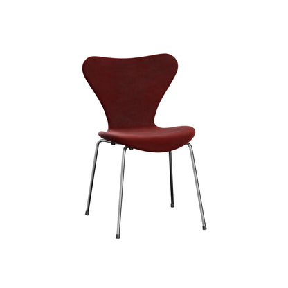 Series 7™ 3107 Dining Chair (Fully Upholstered) by Fritz Hansen - Chromed Steel / Belfast Autumn Red