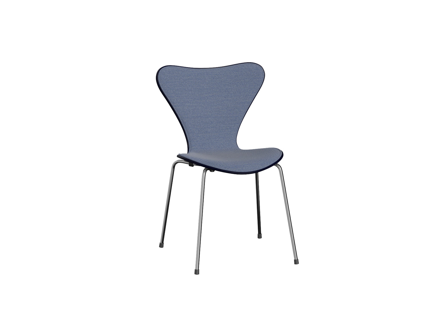 Series 7™ 3107 Dining Chair (Front Upholstered) by Fritz Hansen - Chromed Steel / Front: Steelcut Trio 3 716 / Back: Midnight Blue Lacquered Veneer