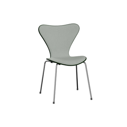Series 7™ 3107 Dining Chair (Front Upholstered) by Fritz Hansen - Chromed Steel / Front: Sunniva 3 132 / Back: Evergreen Lacquered Veneer