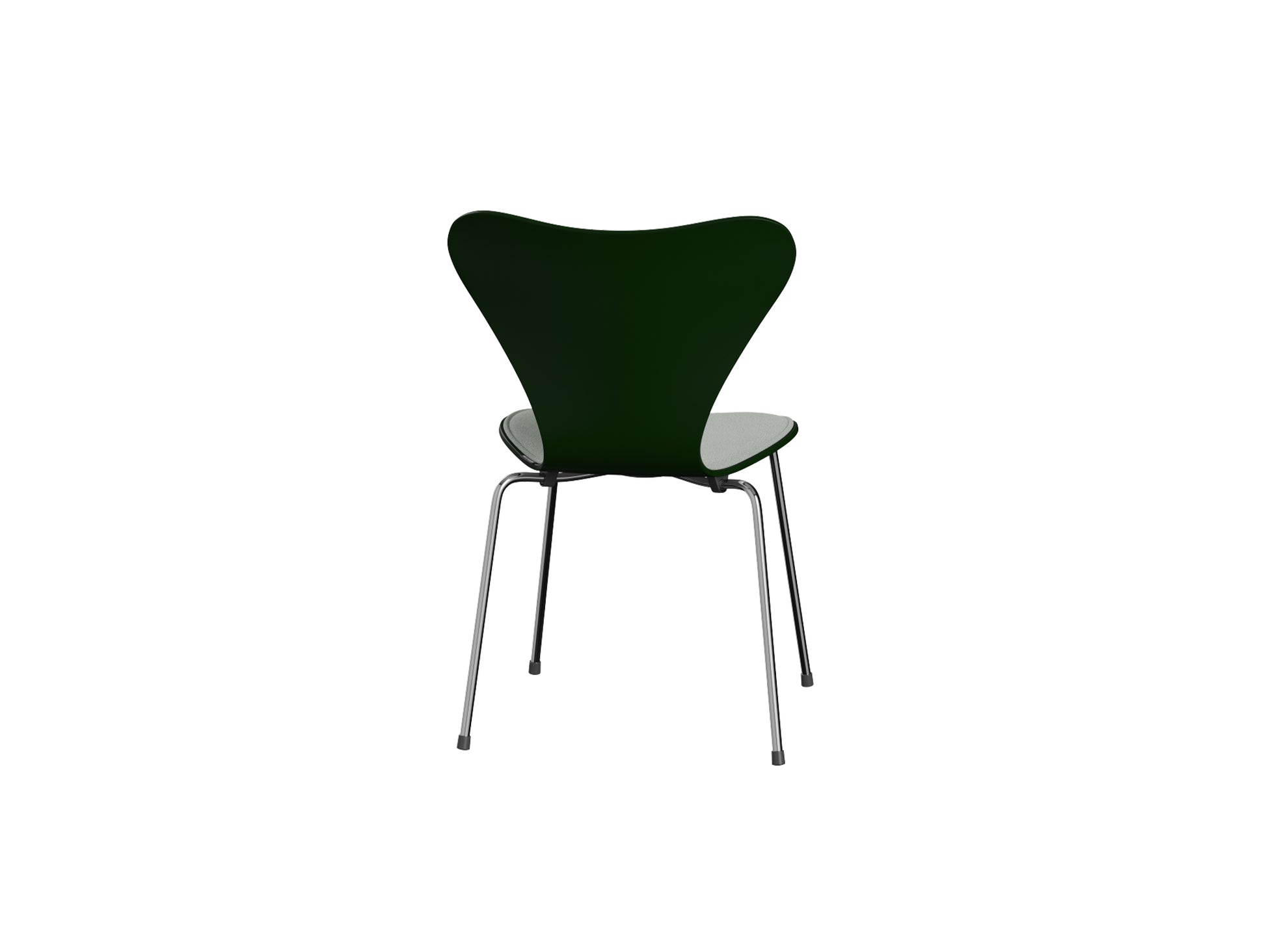 Series 7™ 3107 Dining Chair (Front Upholstered) by Fritz Hansen - Chromed Steel / Front: Sunniva 3 132 / Back: Evergreen Lacquered Veneer