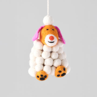 Minu, Snowball Dog Felt Hanging Decoration