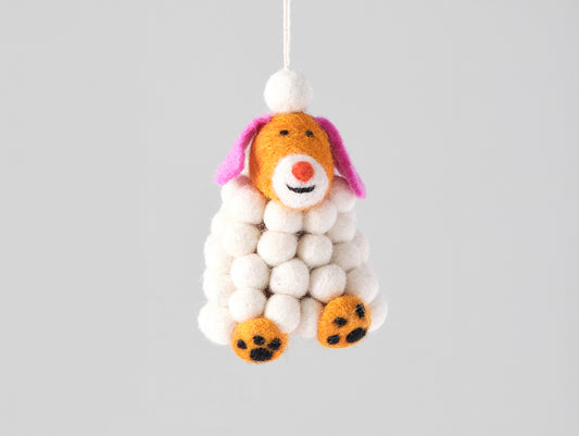 Minu, Snowball Dog Felt Hanging Decoration