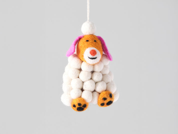 Minu, Snowball Dog Felt Hanging Decoration