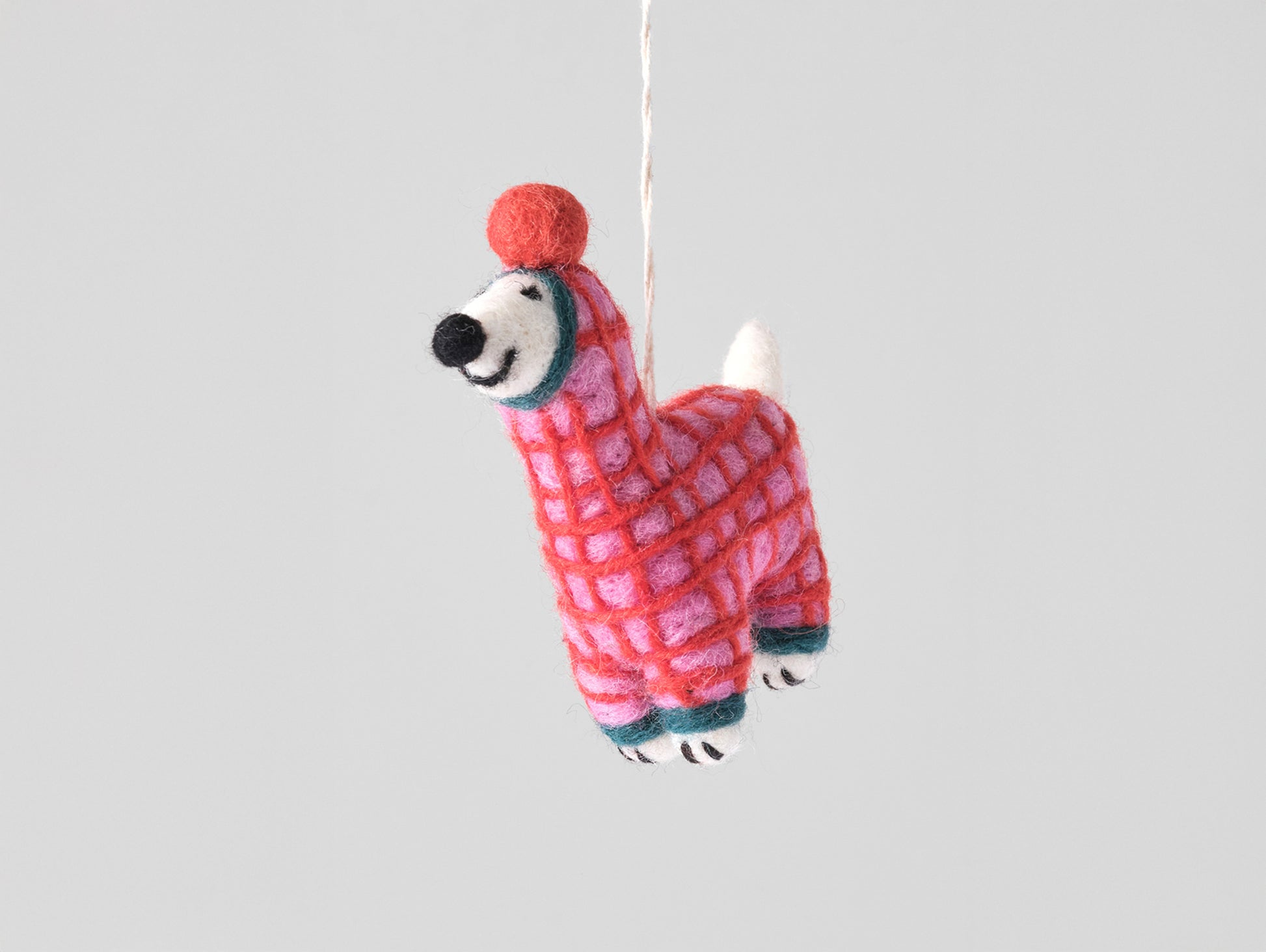 Jayla, Dog in Red Onesie Felt Hanging Decoration