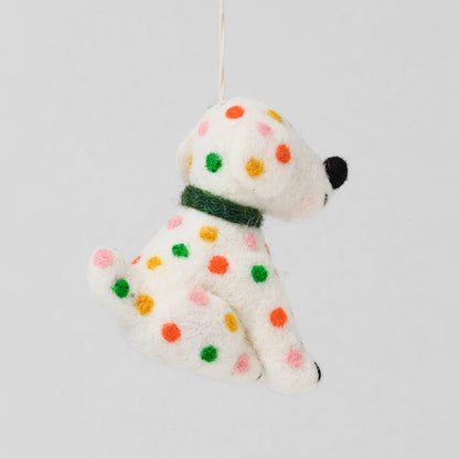 Chip, Coloured Spotty Dog Felt Hanging Decoration
