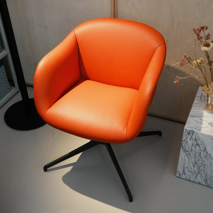 Fiber Soft Armchair / Anthracite Swivel Base / Easy Leather / Redorange 245 by Muuto