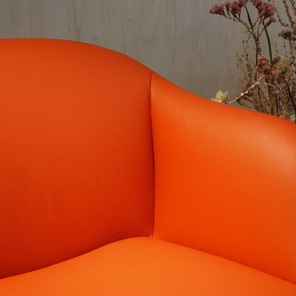 Fiber Soft Armchair / Anthracite Swivel Base / Easy Leather / Redorange 245 by Muuto