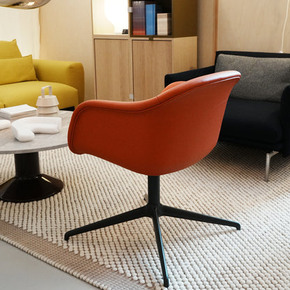 Fiber Soft Armchair / Anthracite Swivel Base / Easy Leather / Redorange 245 by Muuto