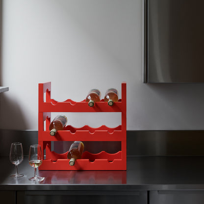Silo Wine Rack by Massproductions - Pure Red Painted Beech