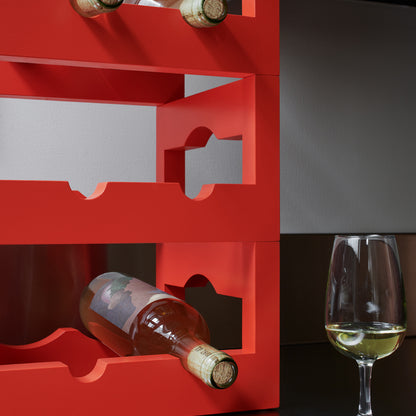 Silo Wine Rack by Massproductions - Pure Red Painted Beech