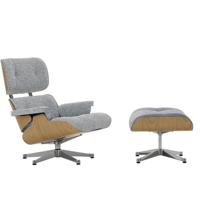 Eames Lounge Chair by Vitra - Lacquered Chestnut / Ivory Dark Blue 08 Nubia