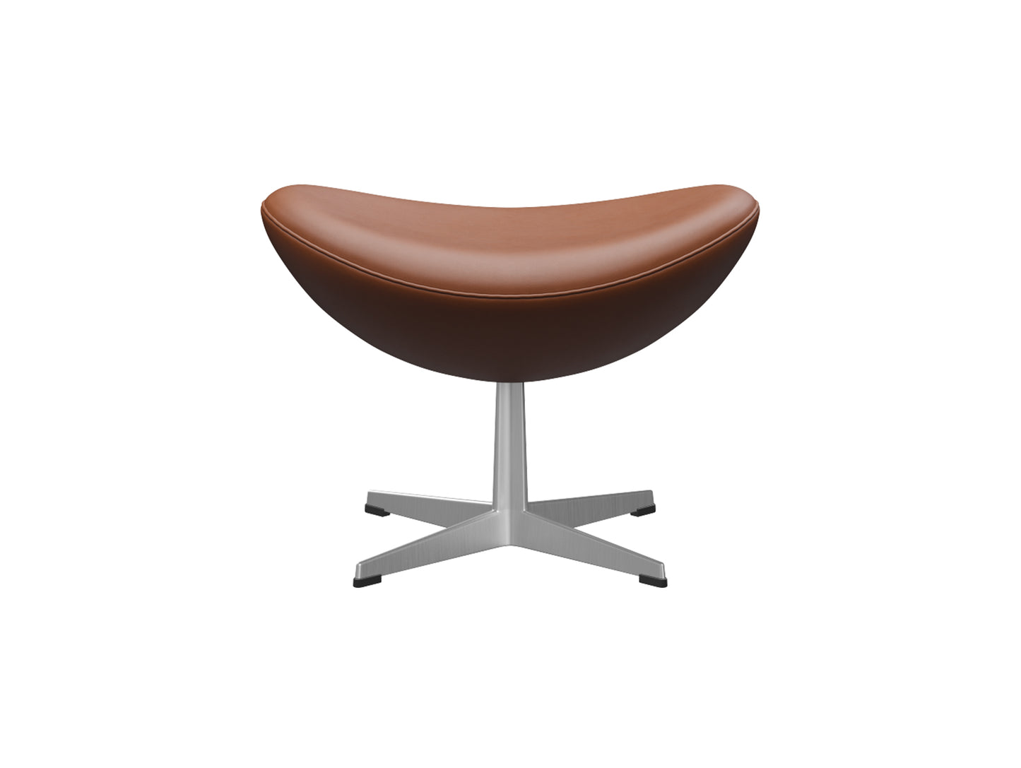 Egg Footstool by Fritz Hansen - Brushed Aluminium / Walnut Essential Leather