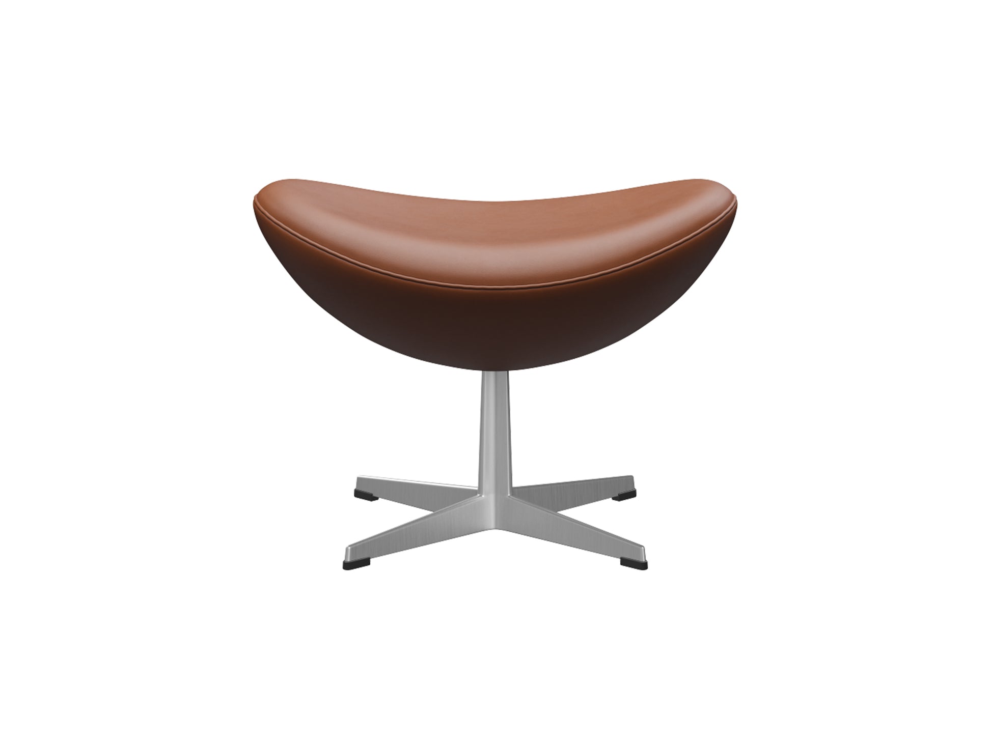 Egg Footstool by Fritz Hansen - Brushed Aluminium / Walnut Essential Leather