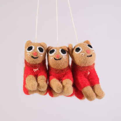 Esther Cat Felted Hanging Decorations by Wrap Stationery