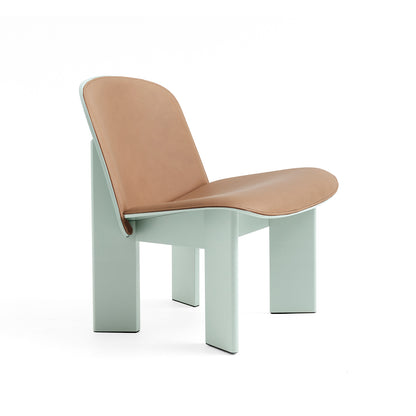 Chisel Lounge Chair (Front Upholstery) by HAY - Eucalyptus Lacquered Beech / Nougat Sense Leather