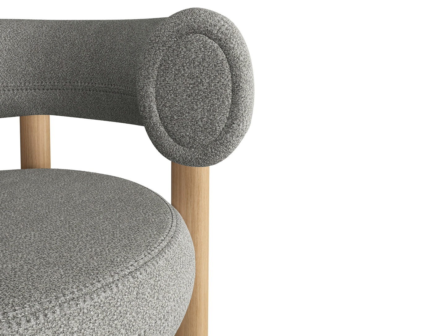 Fat Bar Stool by Tom Dixon - Lacquered Oak / Tom Dixon Boucle 01