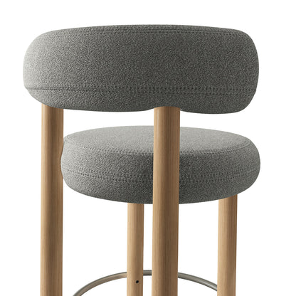 Fat Bar Stool by Tom Dixon - Lacquered Oak / Tom Dixon Boucle 01