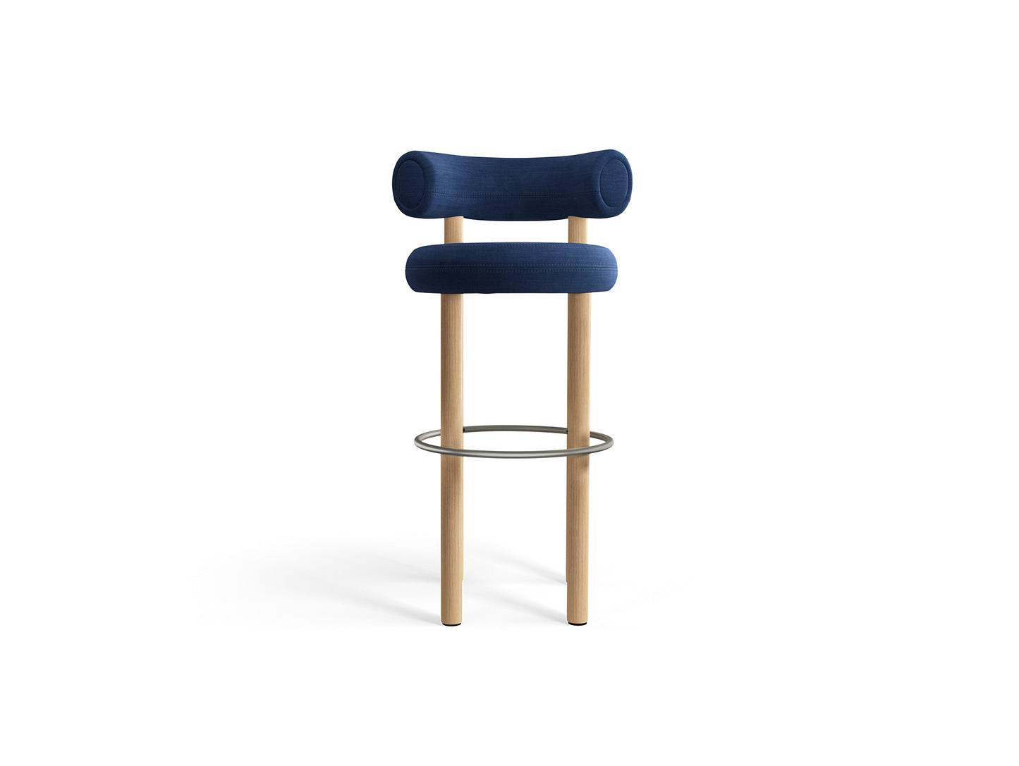 Fat Bar Stool by Tom Dixon - Lacquered Oak / Linara 30 Indigo