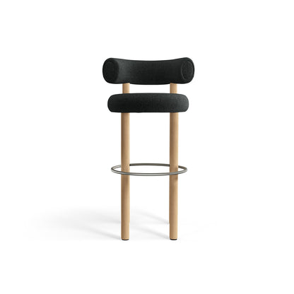 Fat Bar Stool by Tom Dixon - Lacquered Oak / Melange Nap 0191