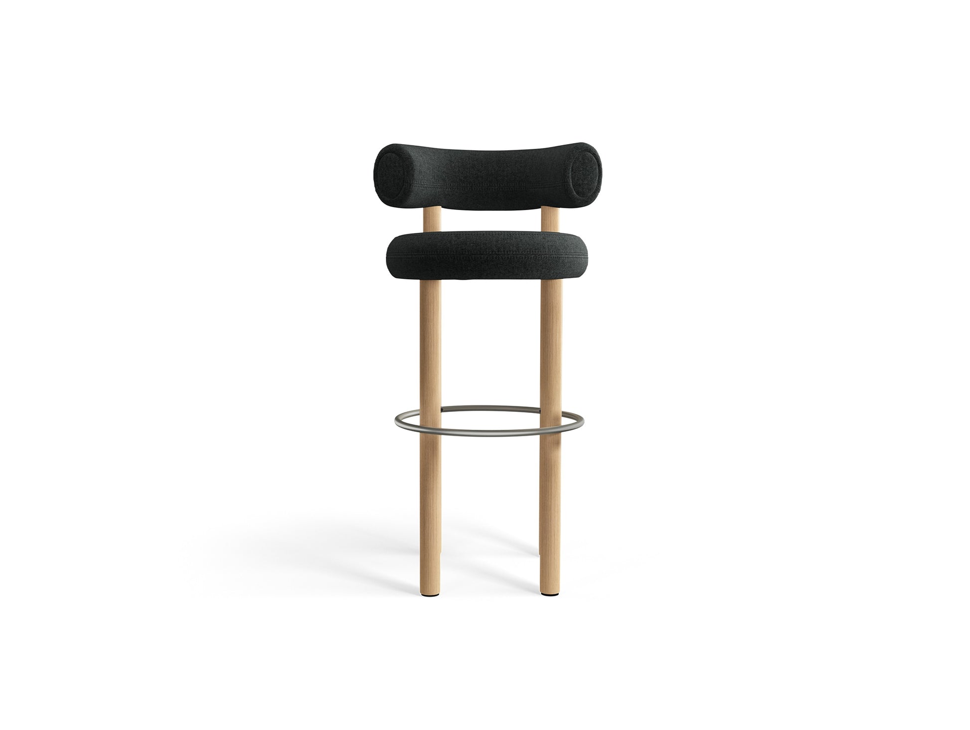 Fat Bar Stool by Tom Dixon - Lacquered Oak / Melange Nap 0191