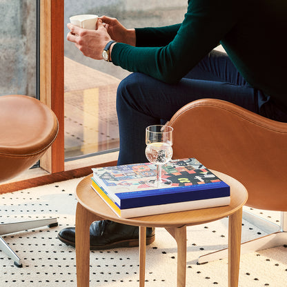Egg Footstool by Fritz Hansen - Walnut Grace Leather