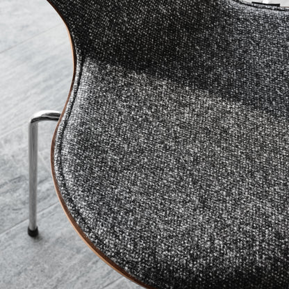 Series 7™ 3107 Dining Chair (Front Upholstered) by Fritz Hansen - Anniversary Edition / Front: Vanir Granite Brown / Back: Clear Lacquered Walnut Veneer