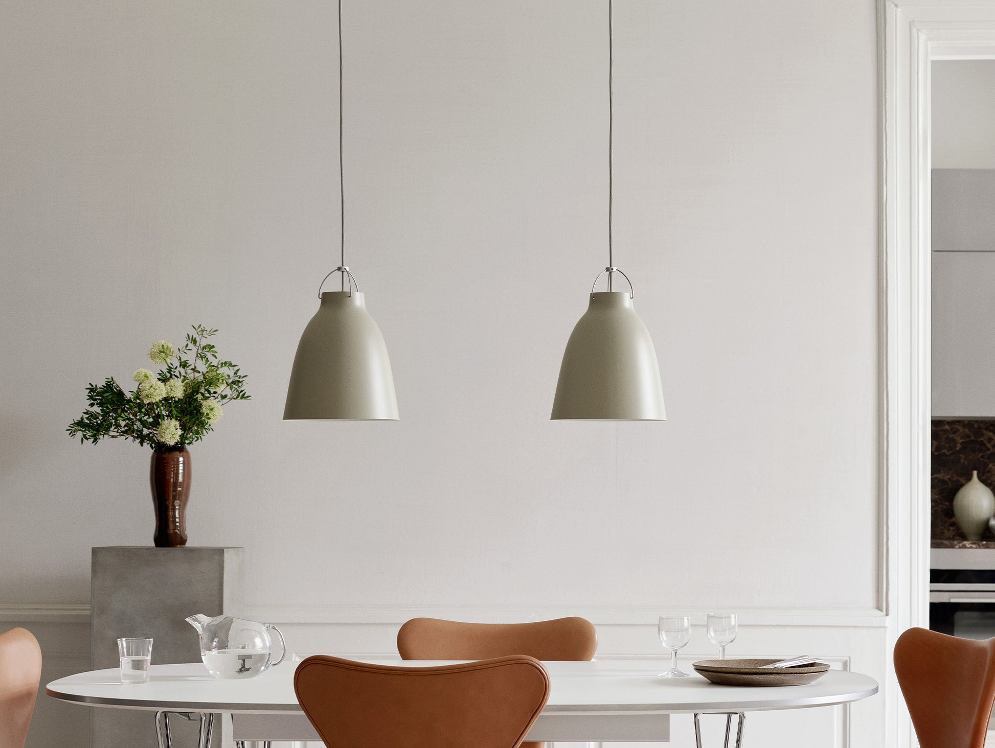 Caravaggio Pendant Light by Fritz Hansen - P2 / Matt Dusty Green Aluminium 