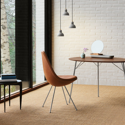 Drop Dining Chair 3110 by Fritz Hansen - Walnut Grace Leather / Chromed Steel
